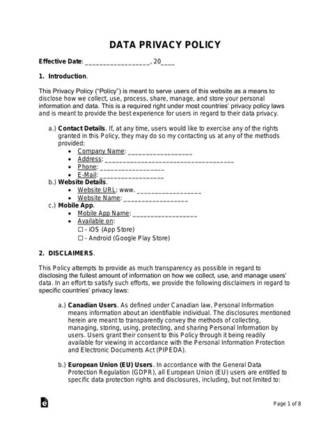 Privacy Policy Template