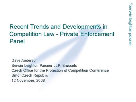 Private Enforcement of EU Competition Law: Recent Developments