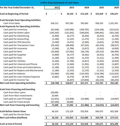 Pro Forma Cash Flow Statement Template