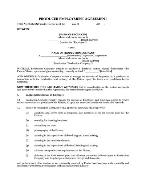 Producer Contract Template