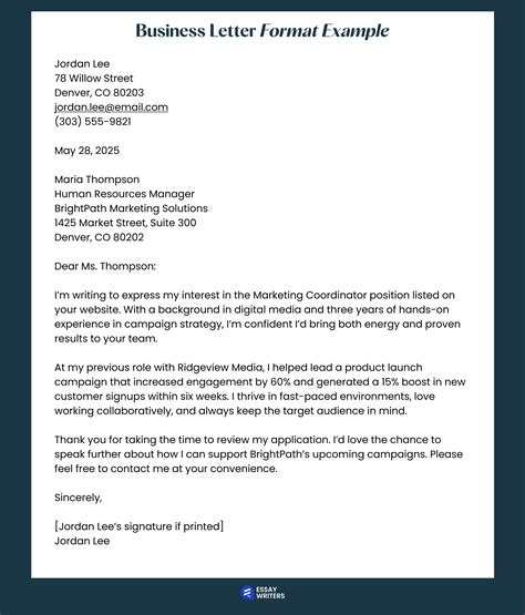 Professional Business Letter Format Template