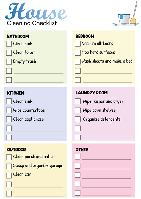 Professional House Cleaning Checklist Printable Free
