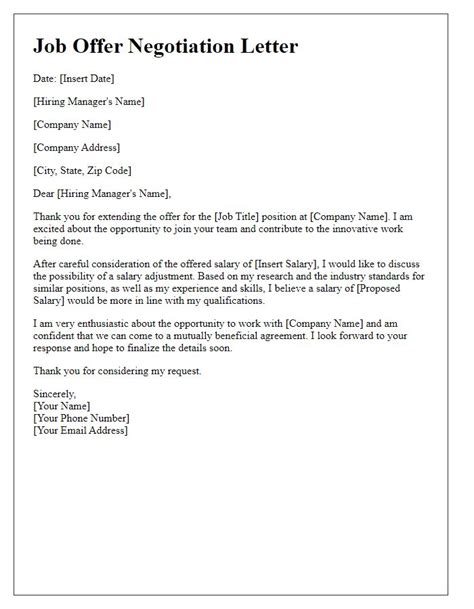 Professional Job Offer Negotiation Email Template