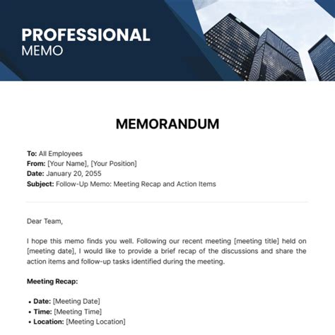 Professional Memorandum Template