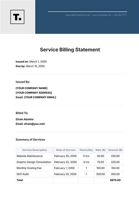Professional Services Billing Template