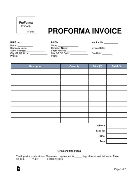 Proforma Invoice Template