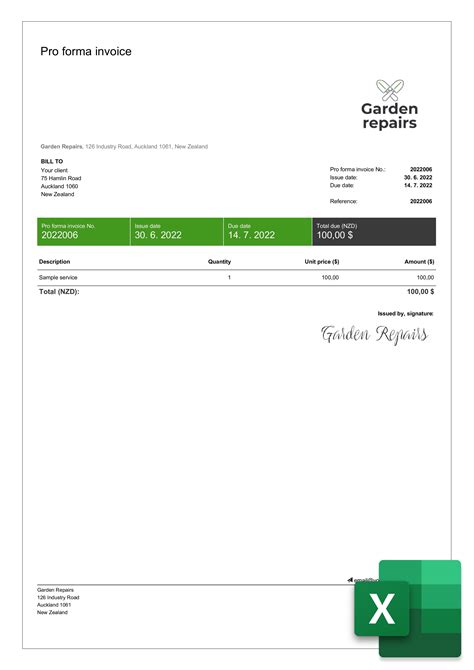 Proforma Invoice Template Excel