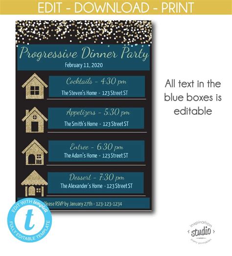 Progressive Dinner Planning Template