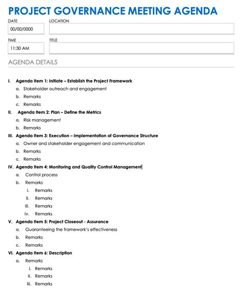 Project Agenda Template