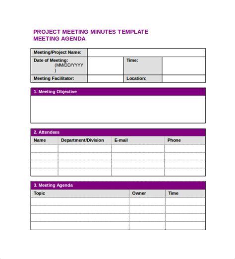 Project Management Meeting Minutes Template