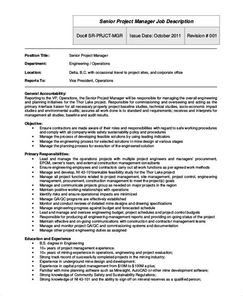Project Manager Job Description Template