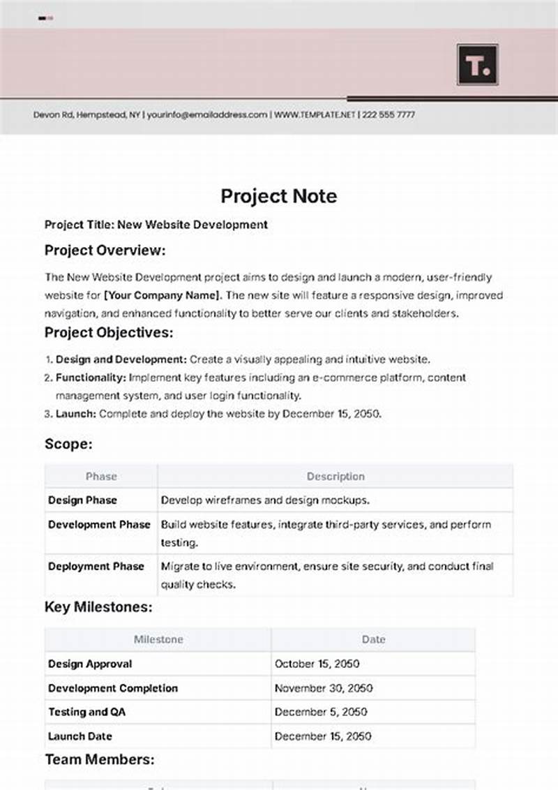 Project Notes Template