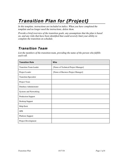 Project-Transition-Plan-Template
