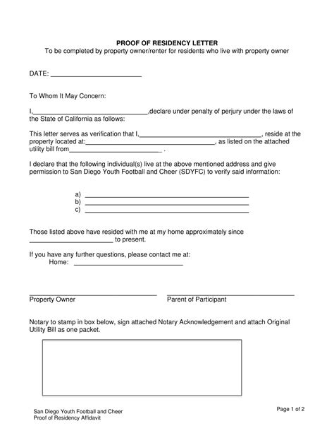 Proof Of Residency Template