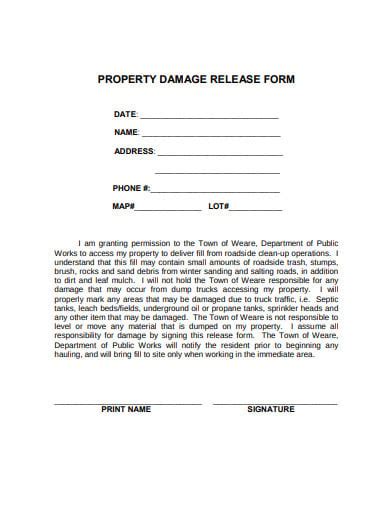 Property Damage Release Form Template