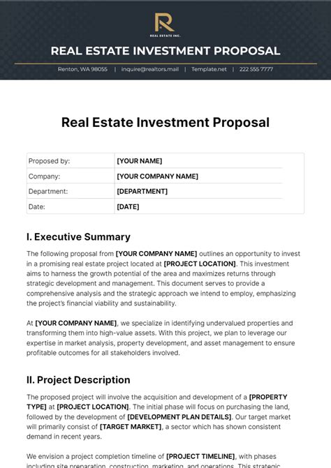 Property Investment Proposal Template