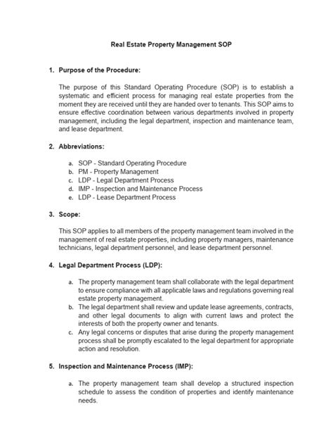 Property Management Sop Template