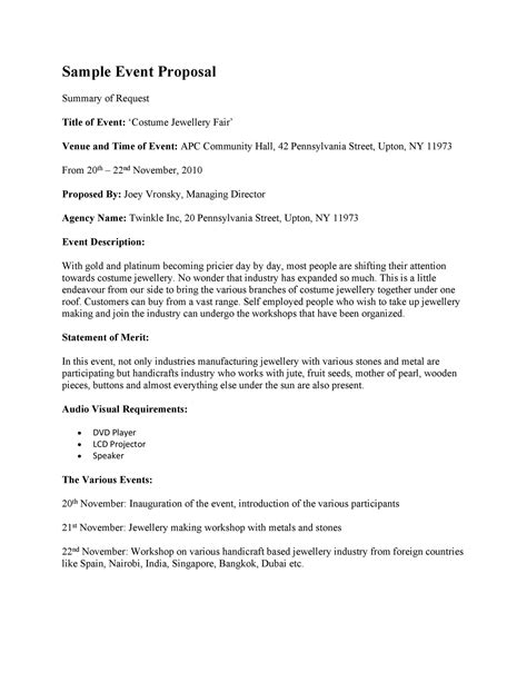 Proposal For Event Template