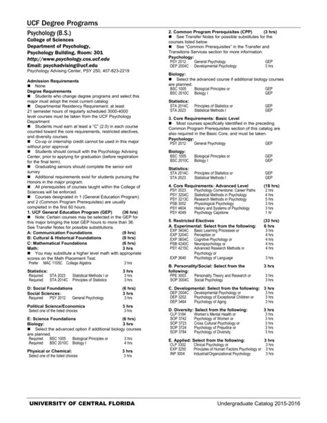Psychology Ucf Course Catalog