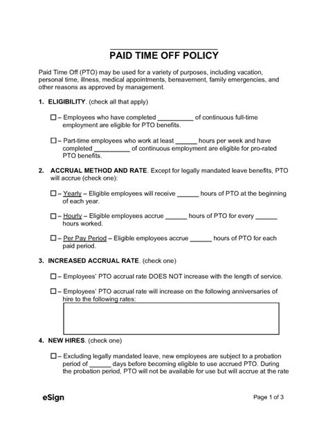Pto Policy Template Free