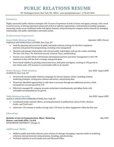 Public Relations Resume Template