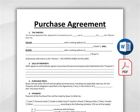 Purchase Agreement Contract Template