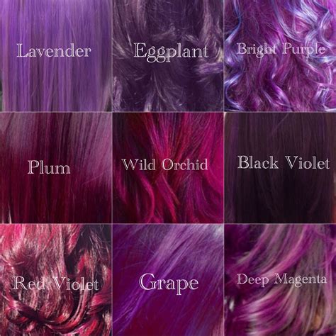 Purple Hair Dye Colour Chart