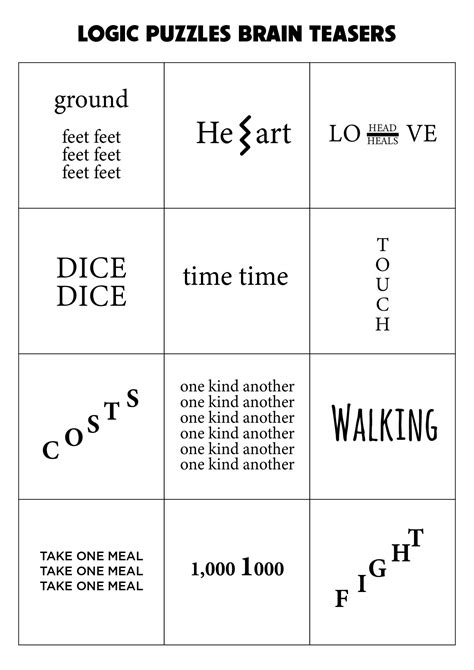 Puzzles Brain Teasers Printable