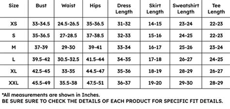 Queen Of Sparkles Size Chart