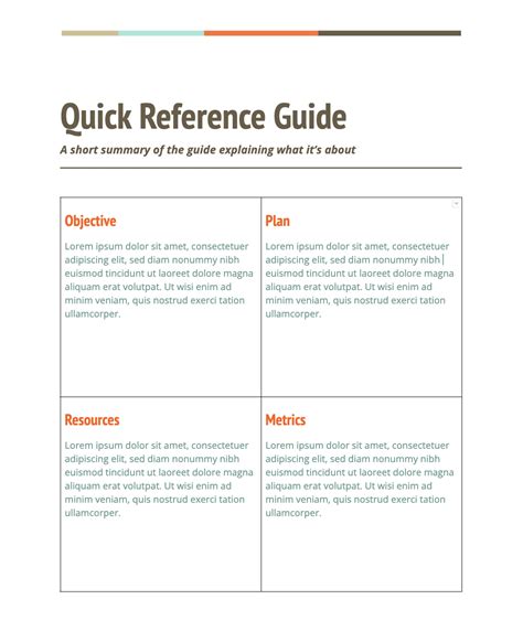 Quick Reference Guide Template
