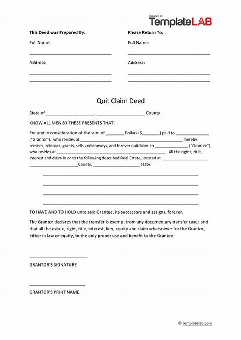 Quit Claim Deed Form Example
