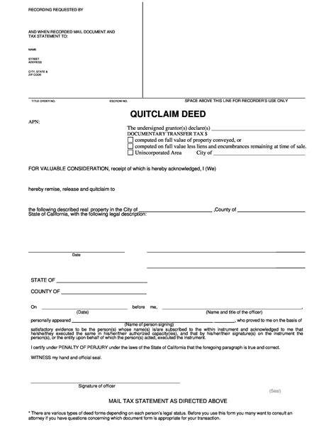 Quit Claim Deed Template Free