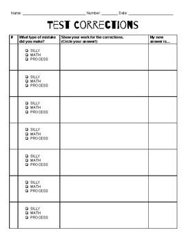 Quiz Corrections Template