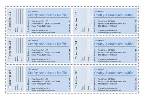 Raffle Ticket Template For Microsoft Word