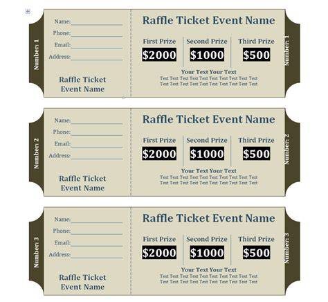 Raffle Ticket Templates For Microsoft Word