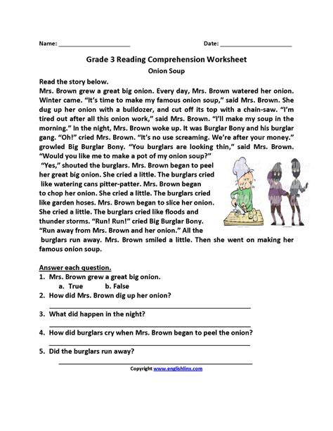 Reading Comprehension 3rd Grade Printable Worksheets A.r Texas