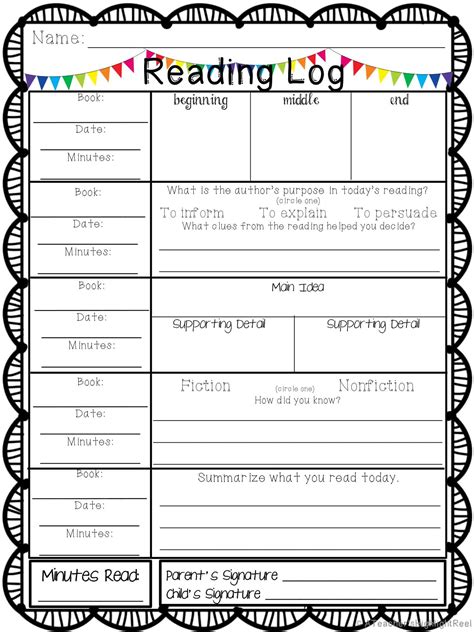 Reading Log Template Free