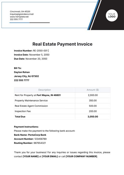 Real Estate Invoice Template