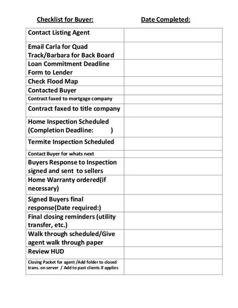 Real Estate Transaction Checklist Templates