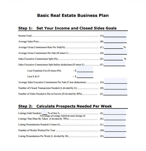 Realtor Business Plan Template