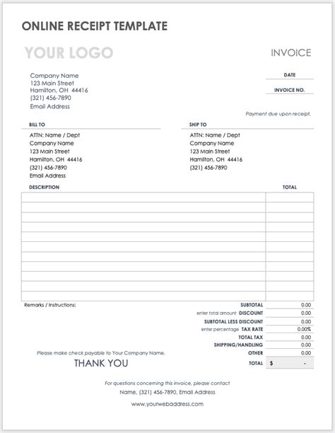 Receipt Template Microsoft Word