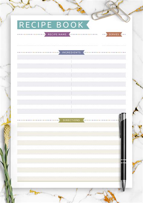 Recipe Book Template Printable