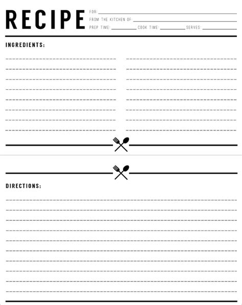 Recipe Card Template Free Download