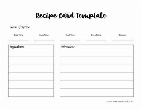 Recipe Card Template Microsoft Word
