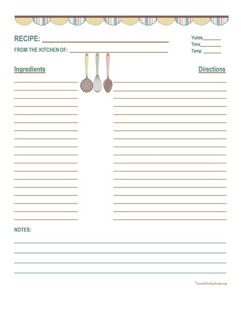 Recipe Templates Word