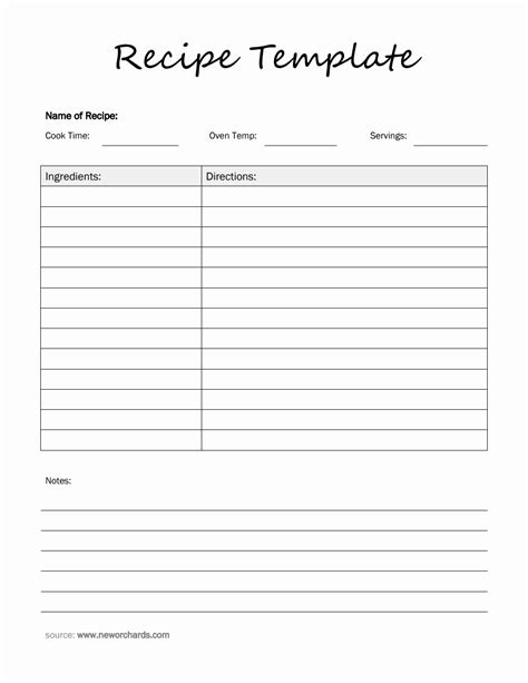 Recipe Word Template