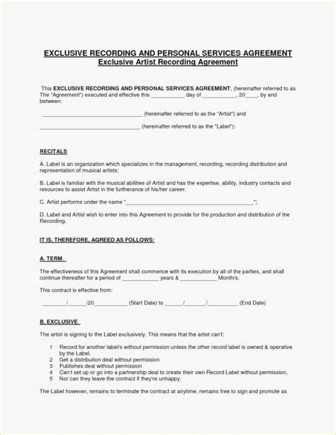 Record Deal Template