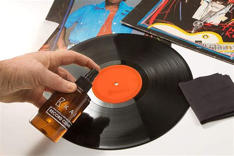 Record cleaning solution being applied to a record.
