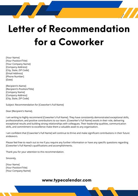 Reference Letter Template For Coworker