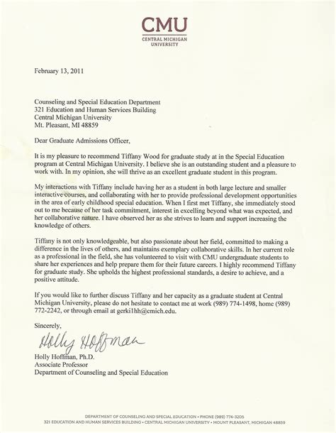 Reference Letter Template For Masters Program
